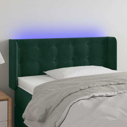 Tăblie de pat cu LED, verde închis, 93x16x78/88 cm, catifea GartenMobel Dekor