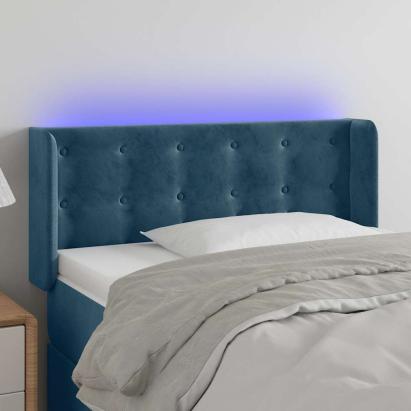 Tăblie de pat cu LED, albastru închis, 93x16x78/88 cm, catifea GartenMobel Dekor