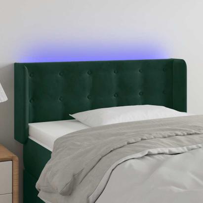 Tăblie de pat cu LED, verde închis, 103x16x78/88 cm, catifea GartenMobel Dekor