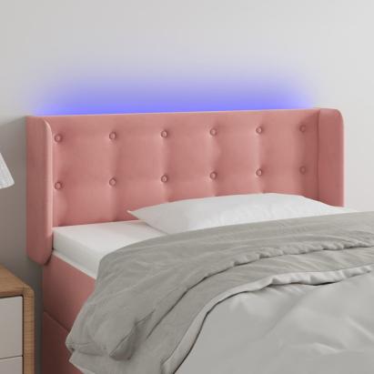 Tăblie de pat cu LED, roz, 103x16x78/88 cm, catifea GartenMobel Dekor