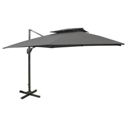 Umbrelă în consolă cu înveliș dublu, antracit, 300x300 cm GartenMobel Dekor
