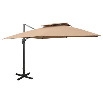 Umbrelă de grădină cantilever cu blat dublu 300x300 cm taupe GartenMobel Dekor