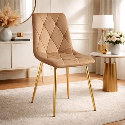 Scaun bucatarie/living, Artool, Libra, catifea maro, picioare metal auriu, 45x54x86.5 cm GartenVIP DiyLine