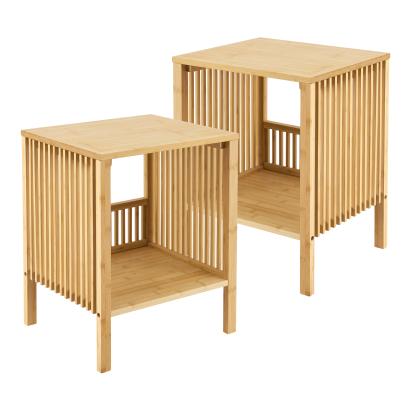 Beistelltisch Varde 50x39x33 cm 2er Set Bambus Natur [en.casa]
