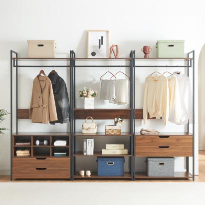 Set 3 suporturi pentru haine Larem cu 4 sertare, 7 rafturi si 6 compartimente