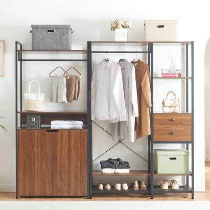 Set 2 garderobe pentru hol Larem cu sertare si dulap, nuca