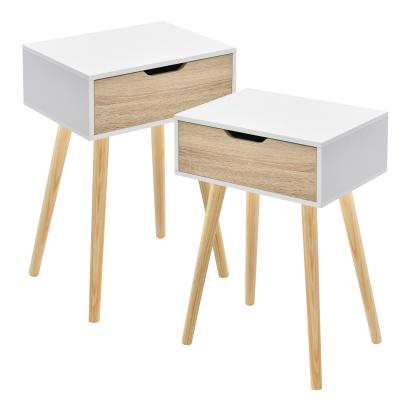 Beistelltisch Östersund 2er Set Weiß/Eiche [en.casa]