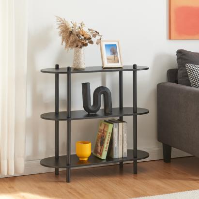 Raft bibliotecă negru cu 3 polițe Øvre 76,5x80x30 cm [en.casa]