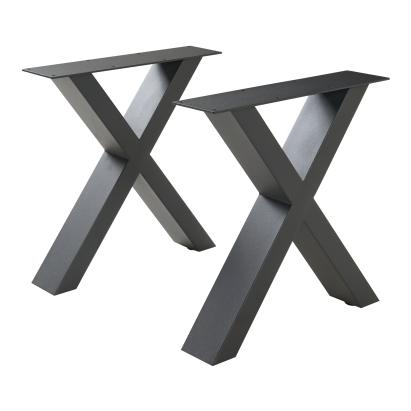 Set 2 picioare masă Maribo 42x40 cm din oțel, negre, [en.casa]