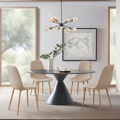 Set 4 scaune dining Köfering maro deschis, tapițate, stil modern