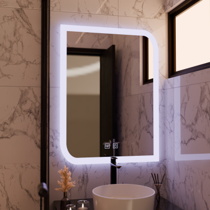 Oglindă LED pentru baie CLARIVO 60x80 cm, touch, dezaburire, dimabilă