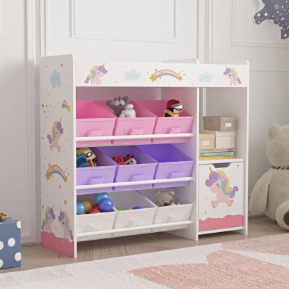 Kinderregal Søndreland 80x90x30 cm mit Einhorn Motiv [en.casa]