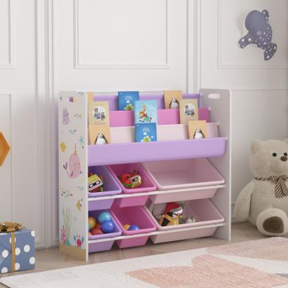 Kinderregal Rødøy 78x86x27 cm mit Ozean Motiv [en.casa]