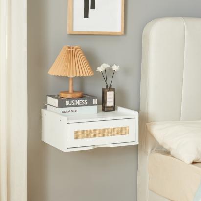 Wandregal Ljuredsø mit Schublade 40x30x16,5 cm Weiß [en.casa]