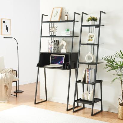 Set mobilier birou Storfjord cu birou și raft scară, negru