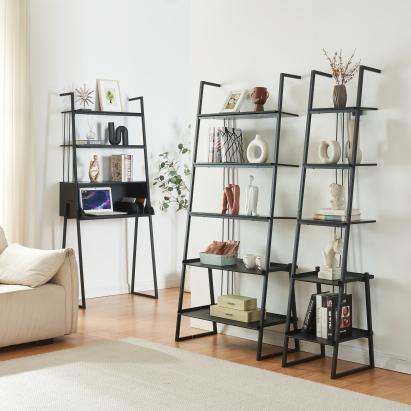 Möbelset Storfjord 3-tlg. 1x Schreibtisch, 2x Leiterregal [en.casa] *87446820*