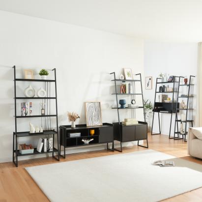 Möbelset Storfjord 5-tlg. 1xSchreibtisch, 3xRegal, 1xTV Schrank [en.casa]