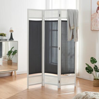 Paravan despărțitor pliabil Dorotea, 3 panouri, 120x170 cm, alb/gri închis
