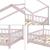 Pat copii Treviolo tip căsuță 140x200 cm roz/alb din lemn