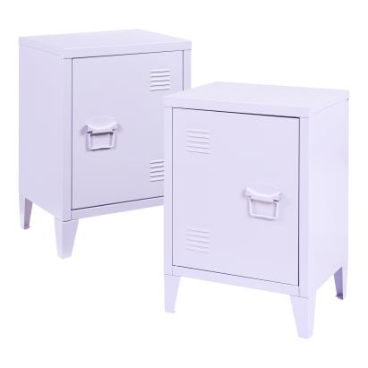 Set 2 noptiere metalice Inari lila cu usa stanga/dreapta, 57 x 40 x 30 cm