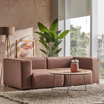 Sofa Suldal 2-Sitzer Wildlederimitat Hellbraun [en.casa]