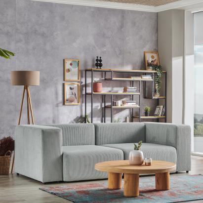 Sofa Suldal 2-Sitzer Cord Hellblau [en.casa]