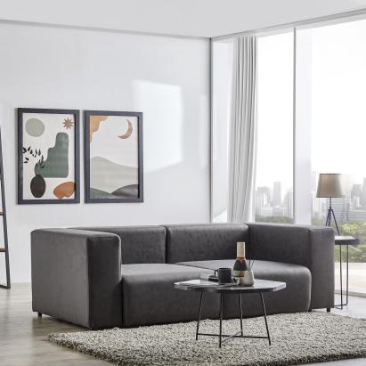 Sofa Suldal 2-Sitzer Wildlederimitat Schwarz [en.casa]