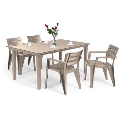 Set mobilier de grădină Curver Fujuli 4+1, cappuccino, masă și 4 scaune