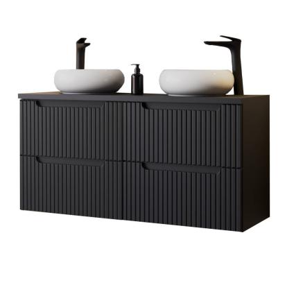 Dulap baie dublu cu 2 lavoare ceramice Skelbolu 120 cm, negru