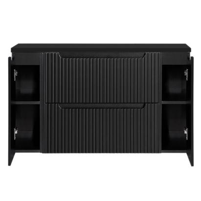 Masca lavoar suspendata Skelbolu 120 cm, neagra, cu front striat