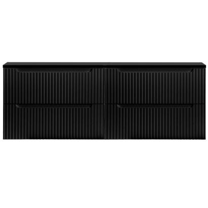 Dulap baie suspendat dublu Skelbolu 160 cm, negru, 4 sertare