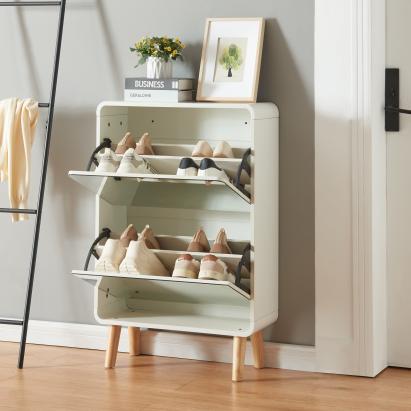 Pantofar cu oglindă Aure, alb, 2 clapete, pentru 8 perechi