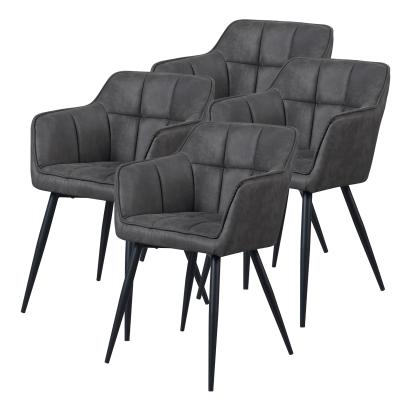 Set 4 scaune dining Birmingham gri închis cu cotiere, tapițate