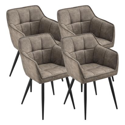 Set 4 scaune dining tapițate Birmingham taupe cu brațe