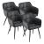 Set 4 scaune dining Birmingham negre, tapitate, cu cotiere