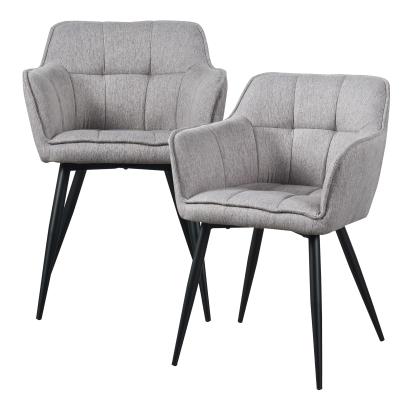 Set 2 scaune dining Birmingham gri, tapițate, cu brațe