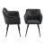 Set 2 scaune dining Birmingham negre cu brațe și tapițerie confortabilă