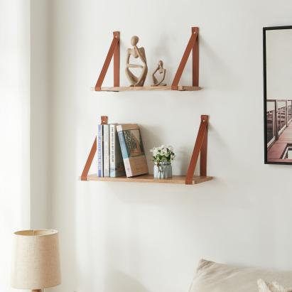 Set 2 rafturi de perete Utsira 48/60 x 20 x 30 cm, stejar maro