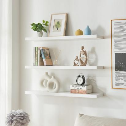 Wandregal Stranda 3er Set 100x20x4 cm Weiß [en.casa]