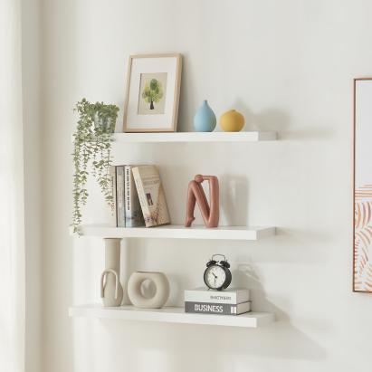 Wandregal Stranda 3er Set 80x20x4 cm Weiß [en.casa]