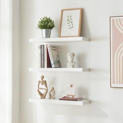 Wandregal Stranda 3er Set 60x20x4 cm Weiß [en.casa]