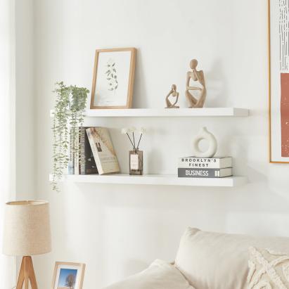 Wandregal Stranda 2er Set 100x20x4 cm Weiß [en.casa]