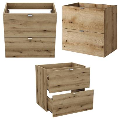 Set mobilier baie cu lavoar, oglindă și dulapuri suspendate, stejar