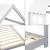 Pat copii tip casă semideschis Tostedt cu saltea 90x200 cm, gri/alb