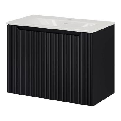 Masca lavoar suspendata 80 cm neagra cu lavoar ceramic Skelbolu