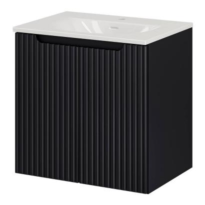 Dulap baie suspendat cu lavoar ceramic Skelbolu 60 cm, negru