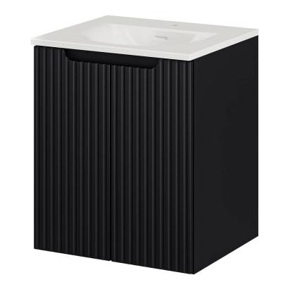 Masca lavoar suspendată 50 cm neagră cu chiuvetă ceramică Skelbolu