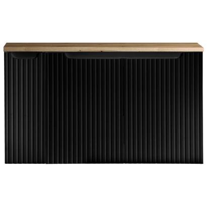 Dulap baie suspendat pentru lavoar Skelbolu, 100 cm, negru cu stejar