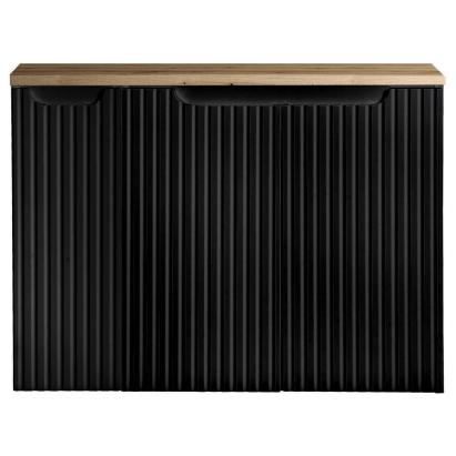 Dulap baie pentru lavoar Skelbolu, 3 uși, 80 cm, negru și stejar