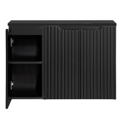 Dulap baie suspendat pentru lavoar Skelbolu, 3 usi, 90 cm, negru